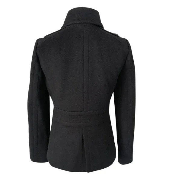 J Crew Womens High Neck Black Double Breasted Wool Pea Coat RN77388 Sz XS - Picture 10 of 16